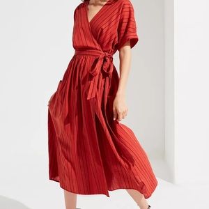 Urban Outfitters Gabrielle Linen Midi Wrap Dress